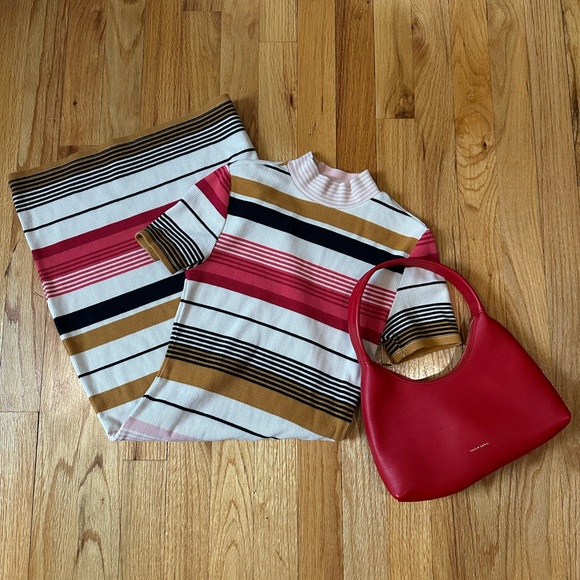 Billabong Mock Neck Ribbed Bodycon Striped Mini Dress size XS - Picture 4 of 5